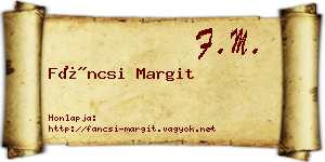 Fáncsi Margit névjegykártya